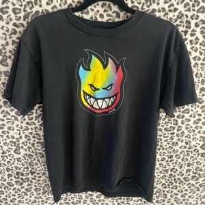 Spitfire Kids Black Tee with Colorful Flame Graphic